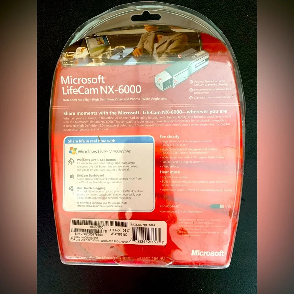 👀 Microsoft Web Cam Lifecam VX-6000 New Sealed in box